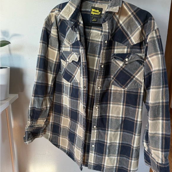 Other - Work n' Sport Western Pearl Snap Shirt Long Sleeve Heavy Flannel Men's Size L